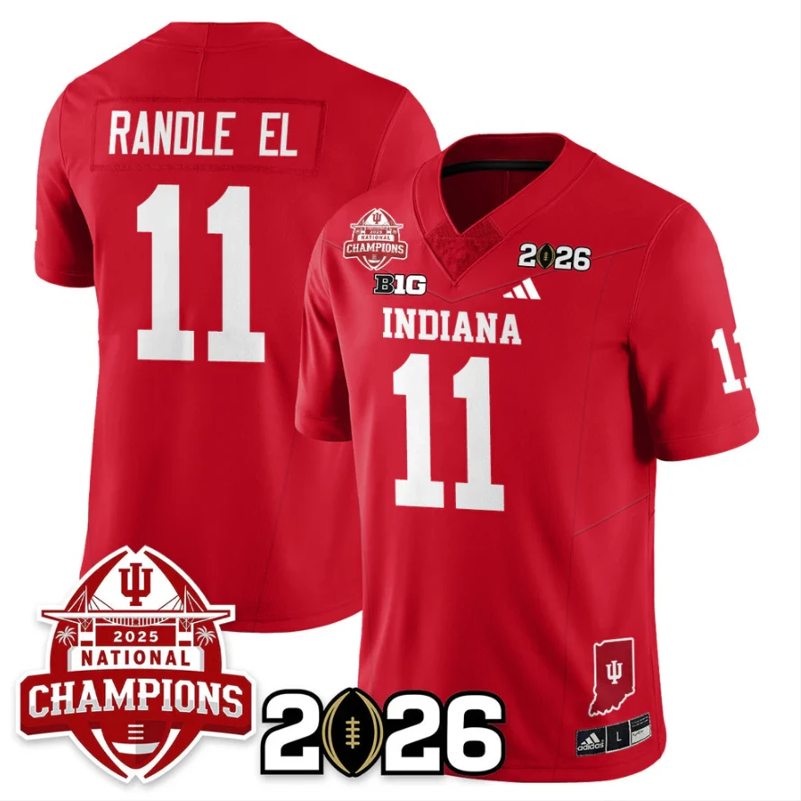 Randle El Jersey #11 Indiana Hoosiers 2025 National Champions V2 Stitched by My Store NCAA Football Jerseys