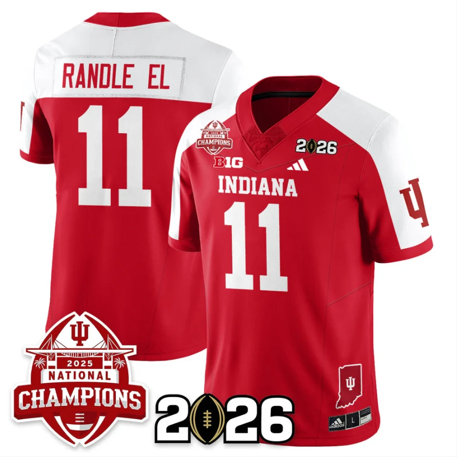 Randle El Jersey #11 Indiana Hoosiers 2025 National Champions V2 Stitched by My Store NCAA Football Jerseys