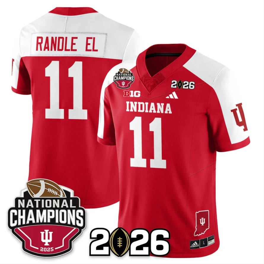 Randle El Jersey #11 Indiana Hoosiers 2025 National Champions V3 Stitched by My Store NCAA Football Jerseys
