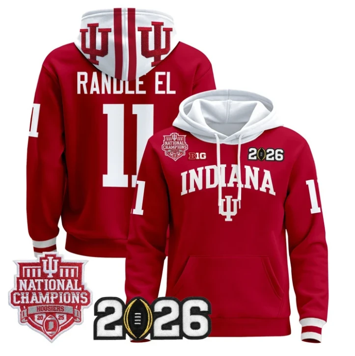 Randle El Pullover Hoodie #11 Hoosiers 2025 National Champions Stitched by Hoodie Pullover