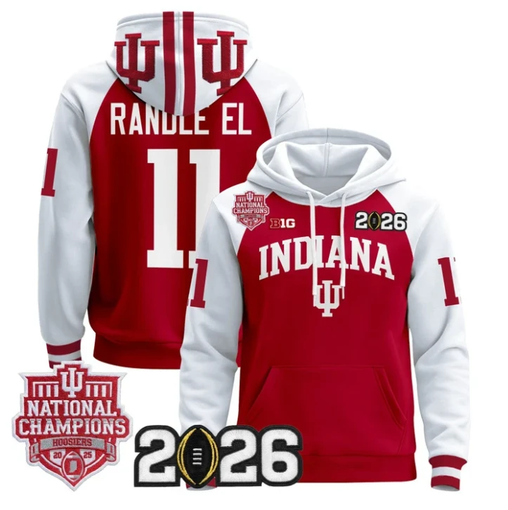 Randle El Pullover Hoodie #11 Hoosiers 2025 National Champions Stitched by Hoodie Pullover