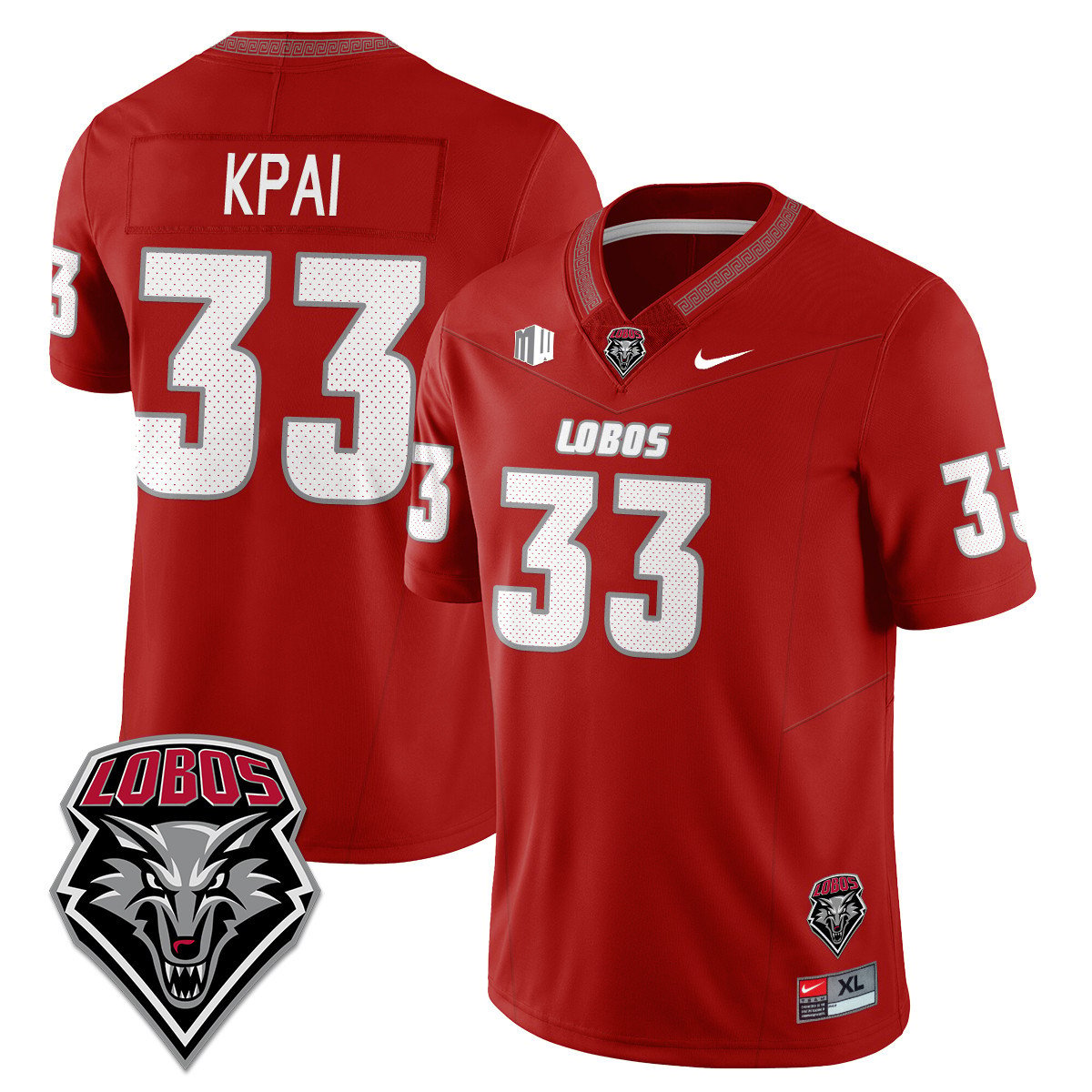 Randolph Kpai Jersey #33 UNM Lobo Football 2025 Stitched Red by NCAA Football Jersey