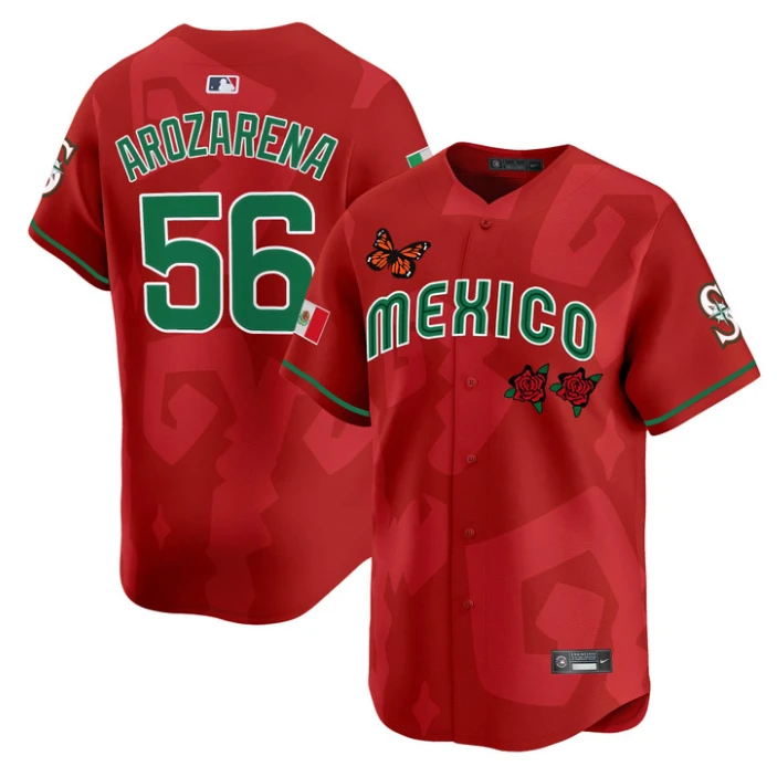 Randy Arozarena Jersey #56 2025 Mexican Heritage x Sentrock Vapor Limited Stitched Red by My Store
