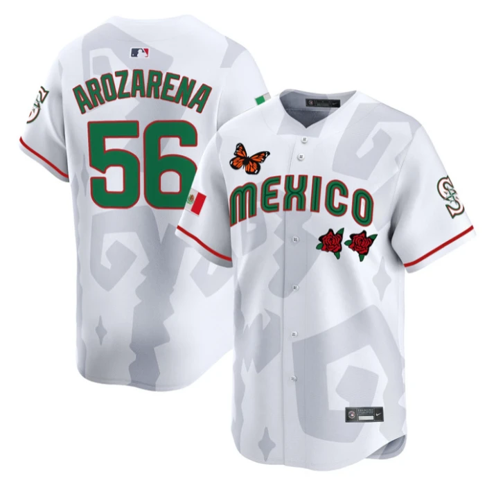 Randy Arozarena Jersey #56 2025 Mexican Heritage x Sentrock Vapor Limited Stitched White by My Store