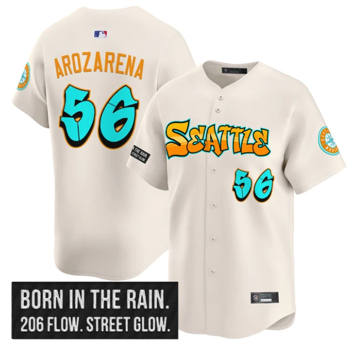 Randy Arozarena Jersey #56 Seattle Mariners Graffiti Emerald Drop Edition Cream by My Store