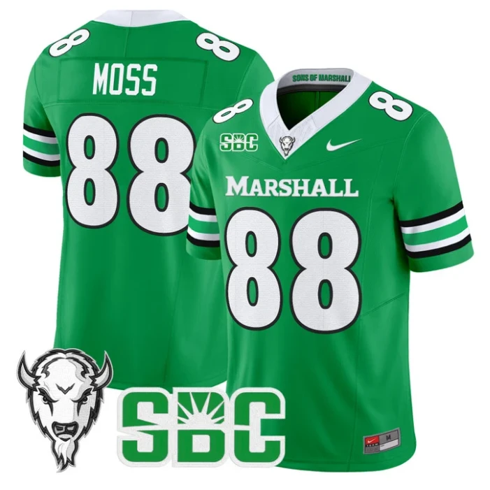Randy Moss Jersey #88 Marshall Thundering Herd 2025 Stitched Kelly Green by My Store