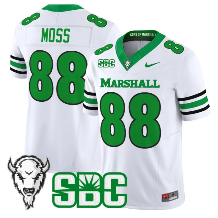 Randy Moss Jersey #88 Marshall Thundering Herd 2025 Stitched White by NCAA Football Jersey