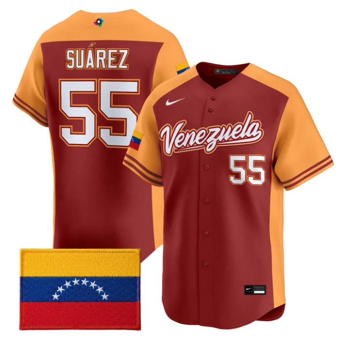 Ranger Suárez Jersey #55 Venezuela World Baseball Classic 2026 Stitched by My Store