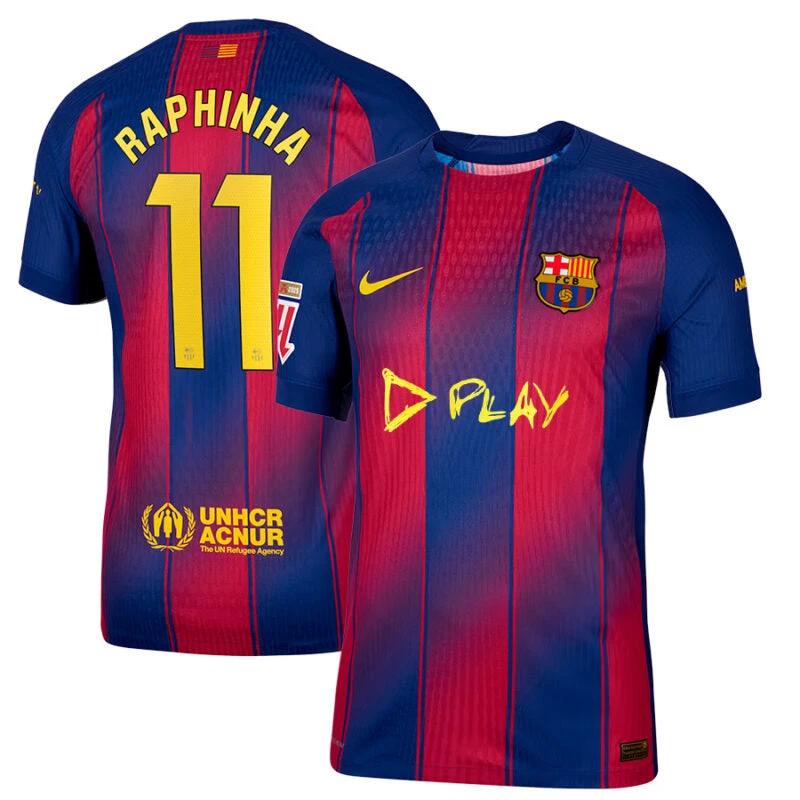 Raphinha #11 FC Barcelona x Ed Sheeran 2025-26 Home Match Jersey – Red blue by Soccer Jersey