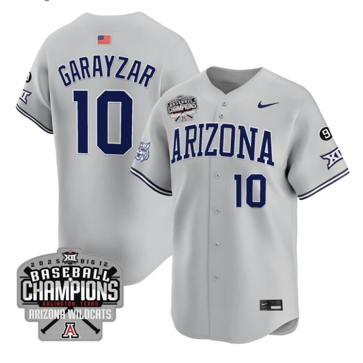 Raul Garayzar Jersey #10 Arizona Wildcats 2025 Big 12 Champions Vapor Premier Limited Stitched by My Store