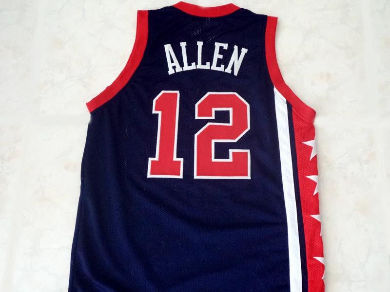 Ray Allen Jersey #12 Team USA Basketball Navy Blue by My store basketball