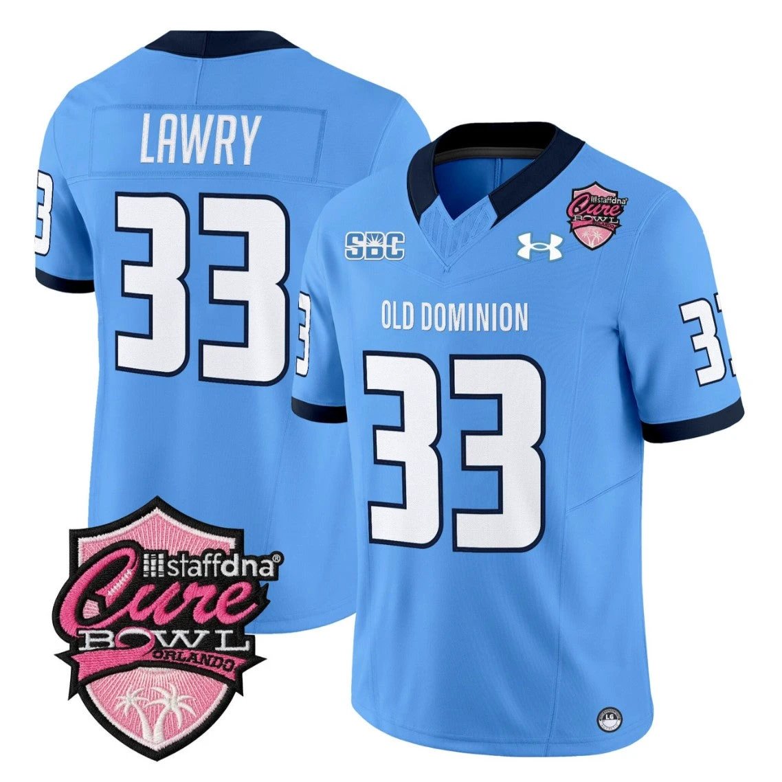 Ray Lawry Jersey #33 Old Dominion Monarchs 2025 Cure Bowl Stitched Blue by NCAA Football Jersey