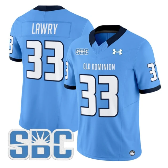 Ray Lawry Jersey #33 Old Dominion Monarchs 2025 Vapor Limited Stitched Blue by My Store NCAA Football Jerseys