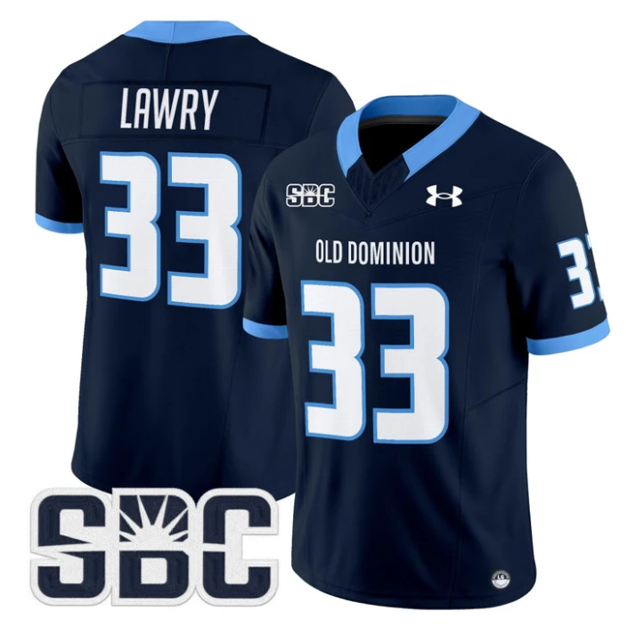 Ray Lawry Jersey #33 Old Dominion Monarchs 2025 Vapor Limited Stitched Navy by My Store NCAA Football Jerseys