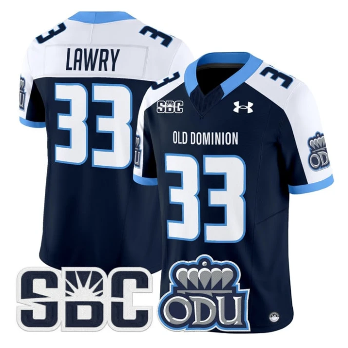 Ray Lawry Jersey #33 Old Dominion Monarchs 2025 Vapor Limited Stitched Navy Alter by My Store NCAA Football Jerseys