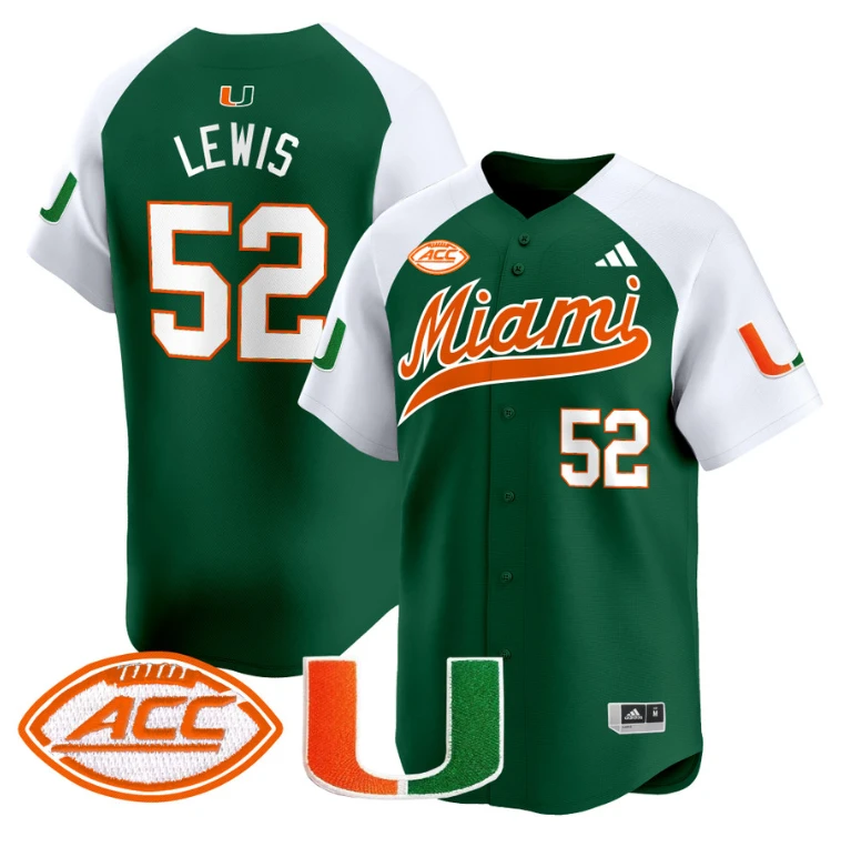 Ray Lewis Jersey #52 Miami Hurricanes 2024 Baseball Stitched Green Alternate by My Store