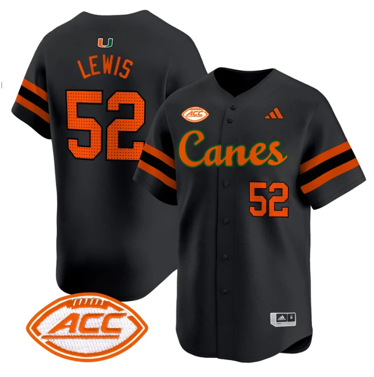 Ray Lewis Jersey #52 Miami Hurricanes 2024 Baseball V2 Stitched Black by My Store