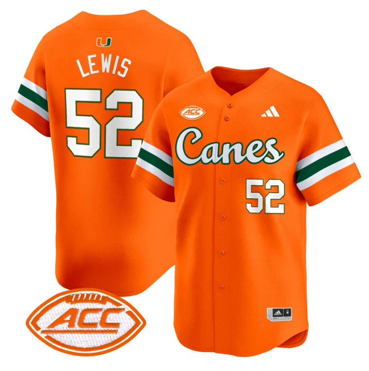Ray Lewis Jersey #52 Miami Hurricanes 2024 Baseball V2 Stitched Orange by My Store