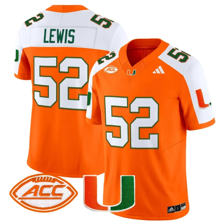 Ray Lewis Jersey #52 Miami Hurricanes Vapor Football Stitched Orange Alternate by My Store