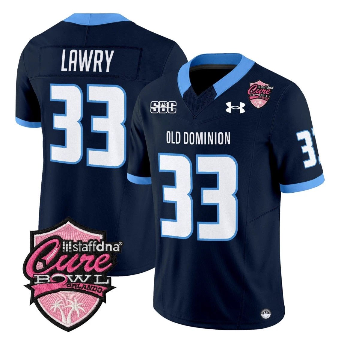Ray Lawry Jersey #33 Old Dominion Monarchs 2025 Cure Bowl Stitched by My Store NCAA Football Jerseys