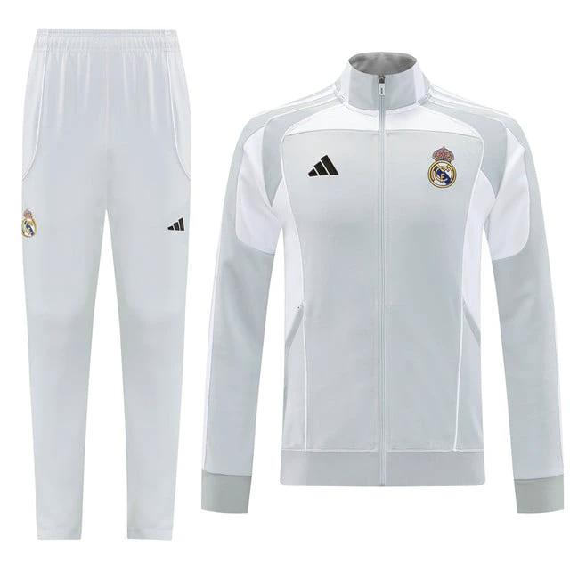 Real Madrid 2025-26 Soccer Training Set – Light Grey by Soccer Jersey