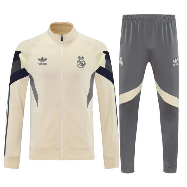 Real Madrid 2025-26 Soccer Training Set – Vintage Cream and Grey by Soccer Jersey
