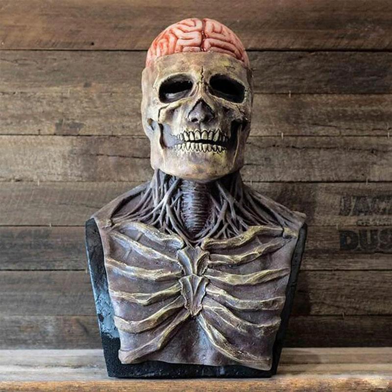 GruesomeHead Halloween mask – Realistic Skeleton Mask with Brains for Adults by BowLift
