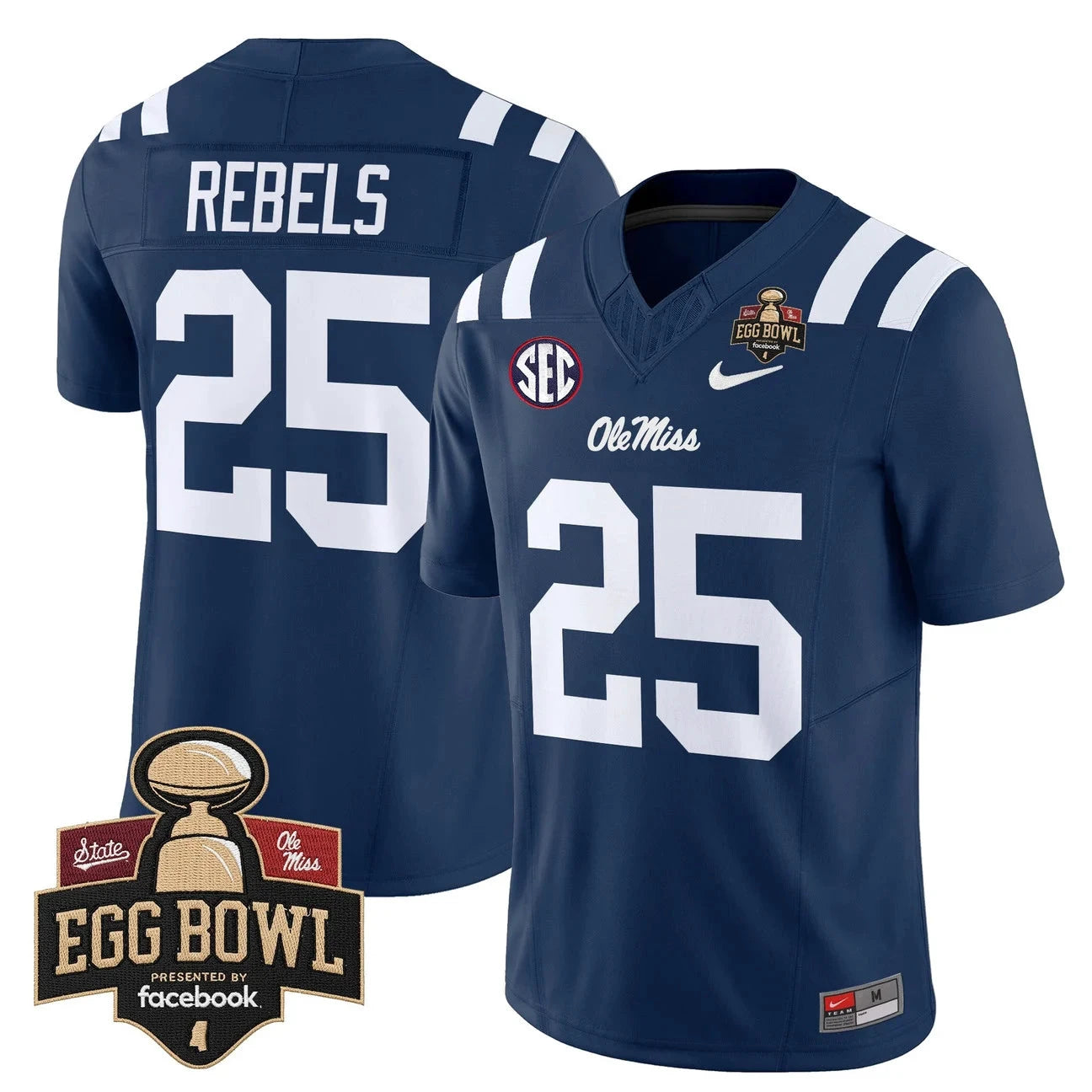 Rebels Jersey #25 Ole Miss Rebels 2025 Egg Bowl Vapor Limited Stitched by My Store NCAA Football Jerseys