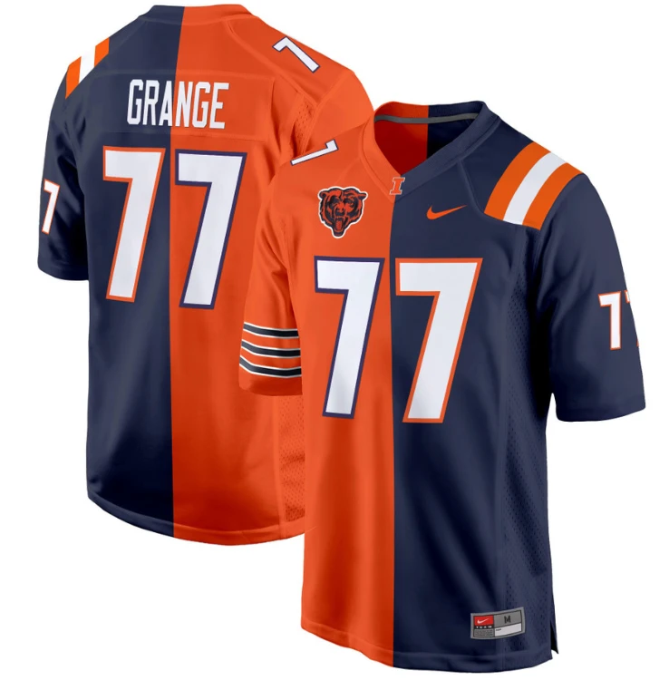 Red Grange Jersey #77 Illinois Fighting Illini Split Football Game Stitched by My Store