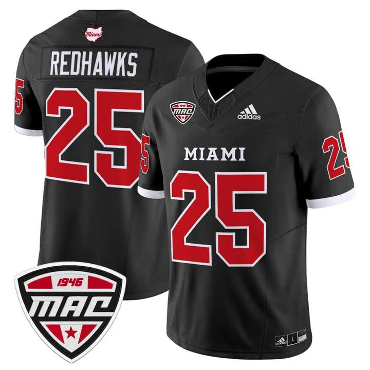 RedHawks Jersey #25 Miami OH RedHawks 2025 Vapor Limited Stitched by My Store NCAA Football Jerseys