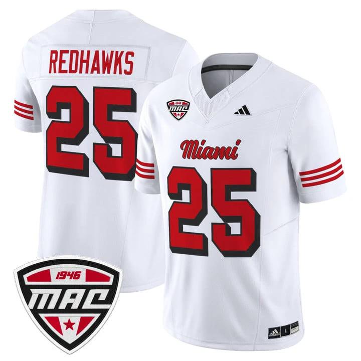RedHawks Jersey #25 Miami OH RedHawks 2025 Vapor Limited Stitched by My Store NCAA Football Jerseys