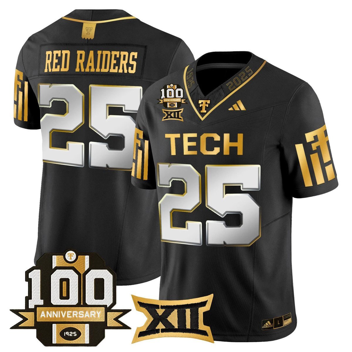 Red Raiders Jersey #25 Texas Tech 2025 100th Anniversary Stitched Black Limited by My Store NCAA Football Jerseys