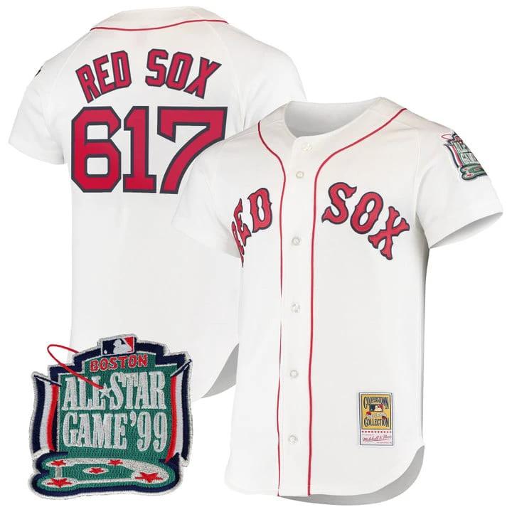 Red Sox Jersey #617 Boston Red Sox Throwback Cooperstown Stitched White by Baseball Jerseys 7