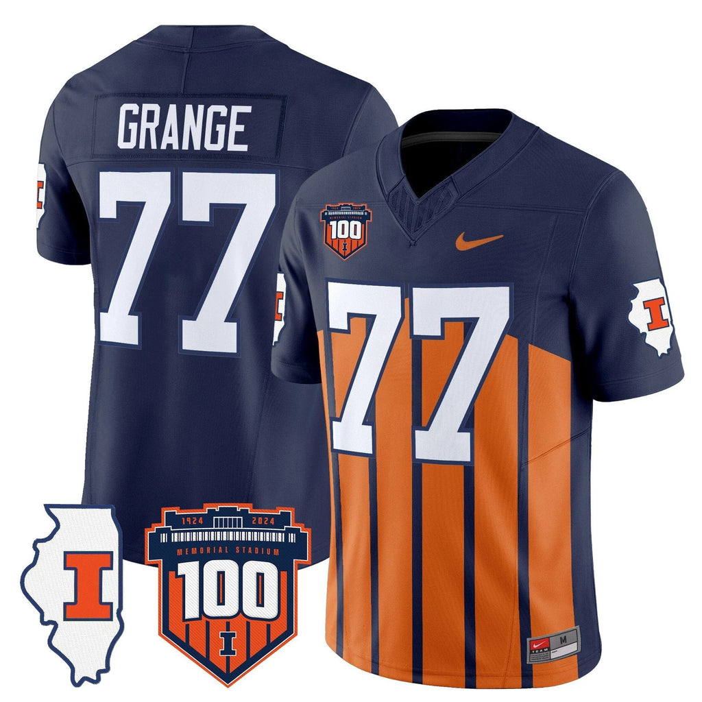 Red Grange Jersey #77 Illinois Fighting 100th Memorial Stadium Throwback by My Store
