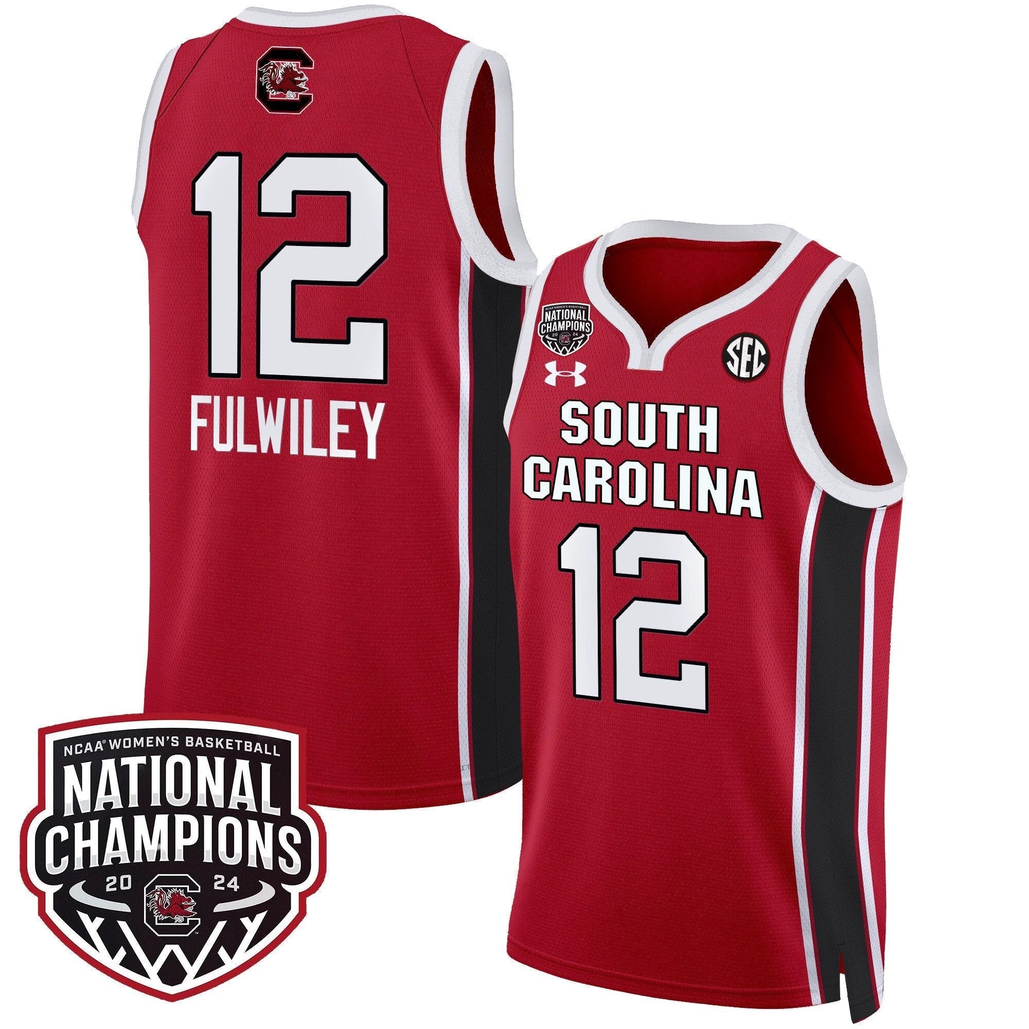 MiLaysia Fulwiley Jersey #12 South Carolina Gamecocks Basketball 2024 National Champions All Stitched Red by My store basketball