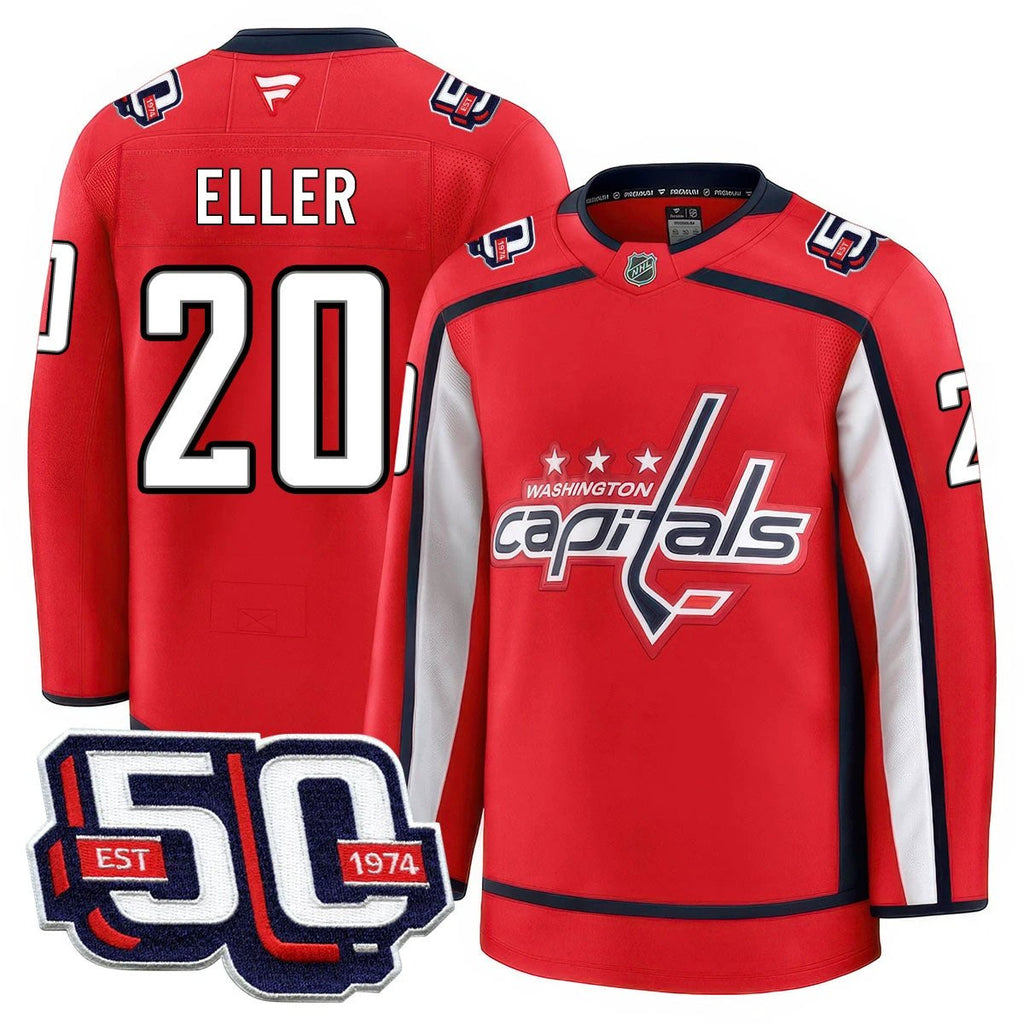 Men Washington Capitals 50th Anniversary Premium Jersey - All Stitched by Washington Capitals