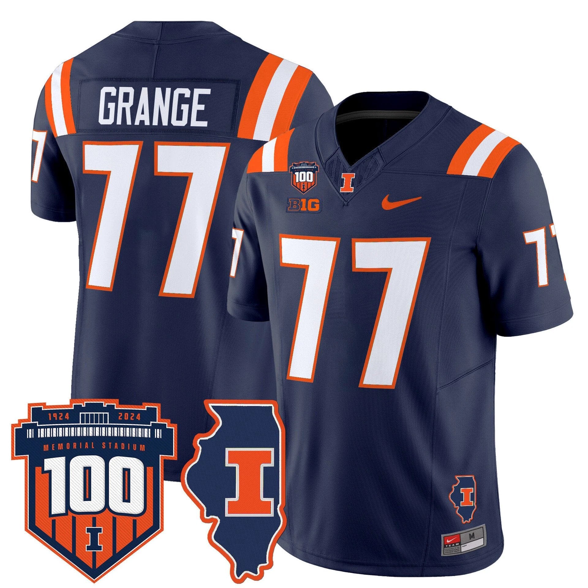 Red Grange Jersey #77 Illinois Fighting 100th Memorial Stadium by My Store NCAA Football Jerseys