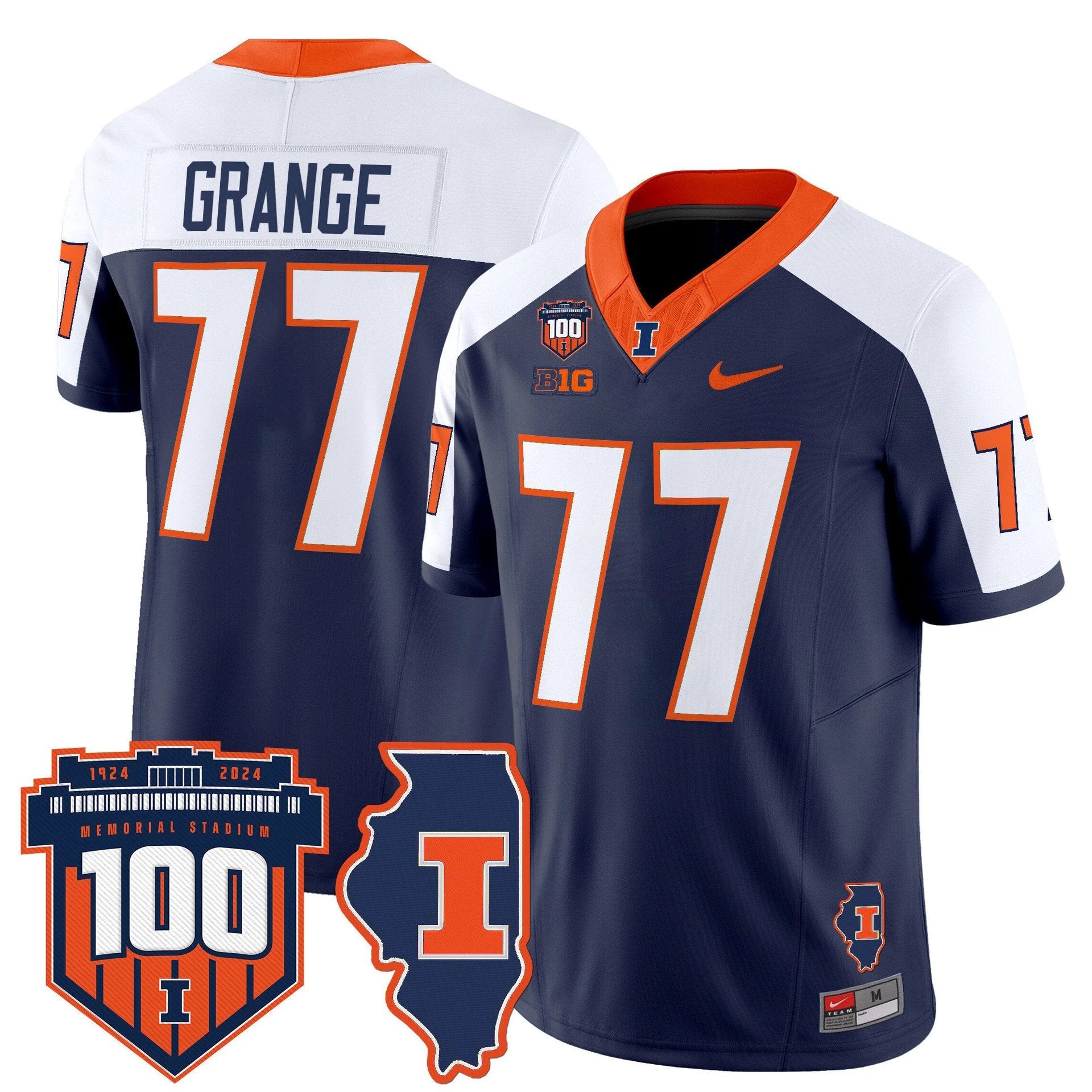 Red Grange Jersey #77 Illinois Fighting 100th Memorial Stadium by My Store NCAA Football Jerseys