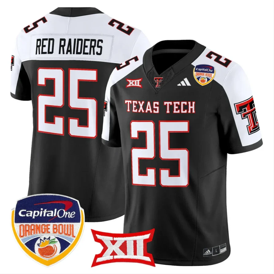Red Raiders Jersey #25 Texas Tech 2025 Orange Bowl Patch V2 Stitched by My Store NCAA Football Jerseys