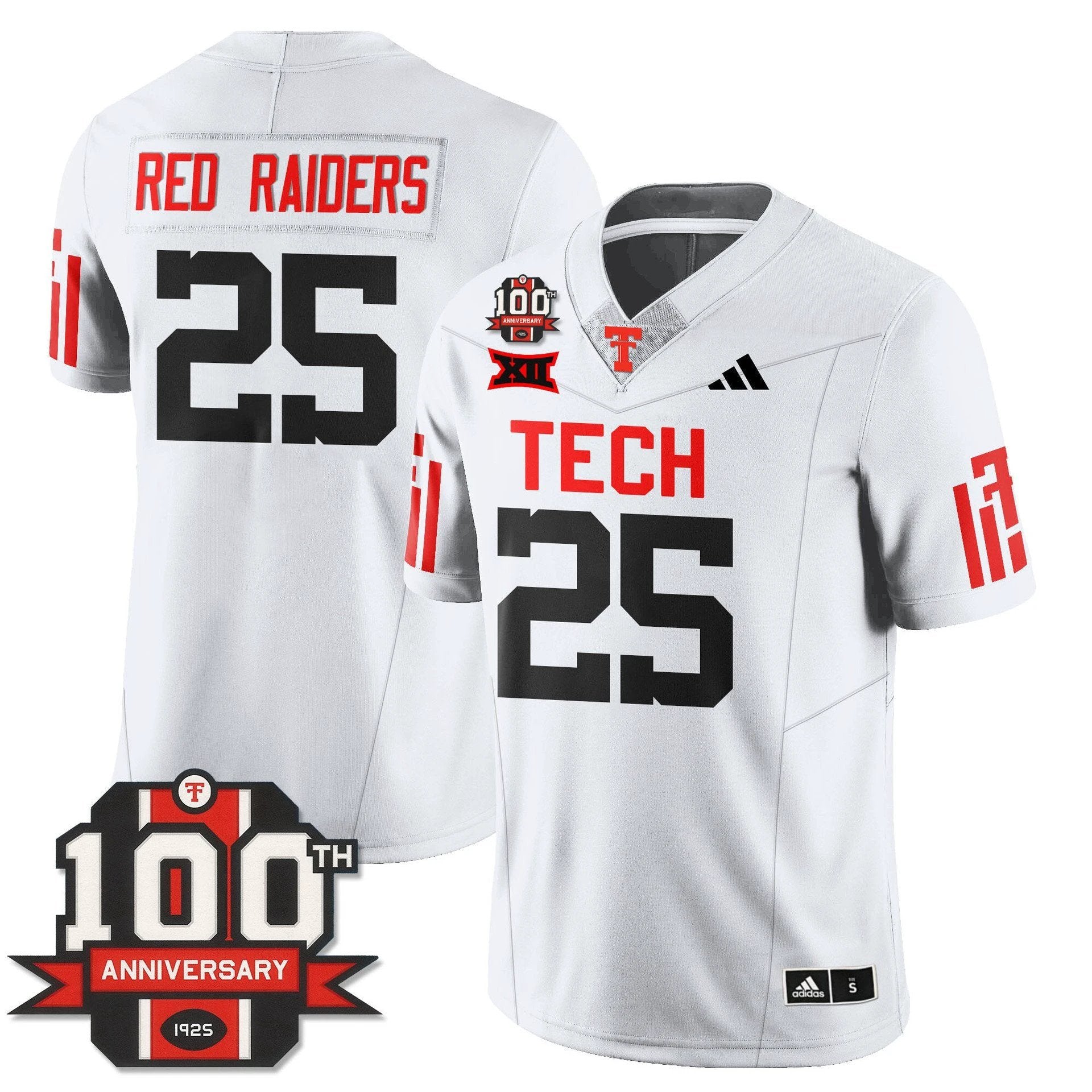 Red Raiders Jersey #25 Texas Tech Football 100th Anniversary Stitched by My Store NCAA Football Jerseys