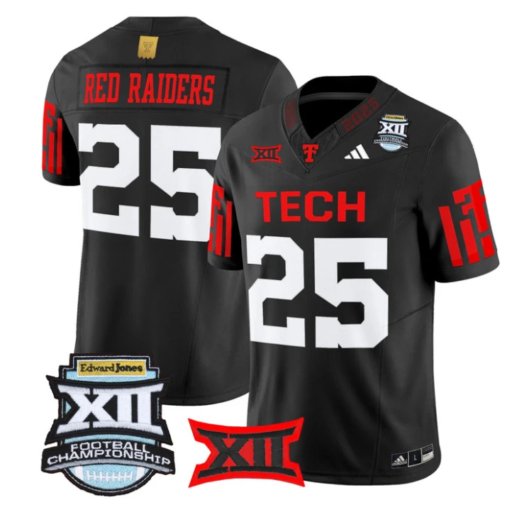 Red Raiders Jersey #25 Texas Tech Red Raiders 2025 Big 12 Championship by My Store NCAA Football Jerseys