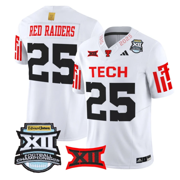 Red Raiders Jersey #25 Texas Tech Red Raiders 2025 Big 12 Championship by My Store NCAA Football Jerseys