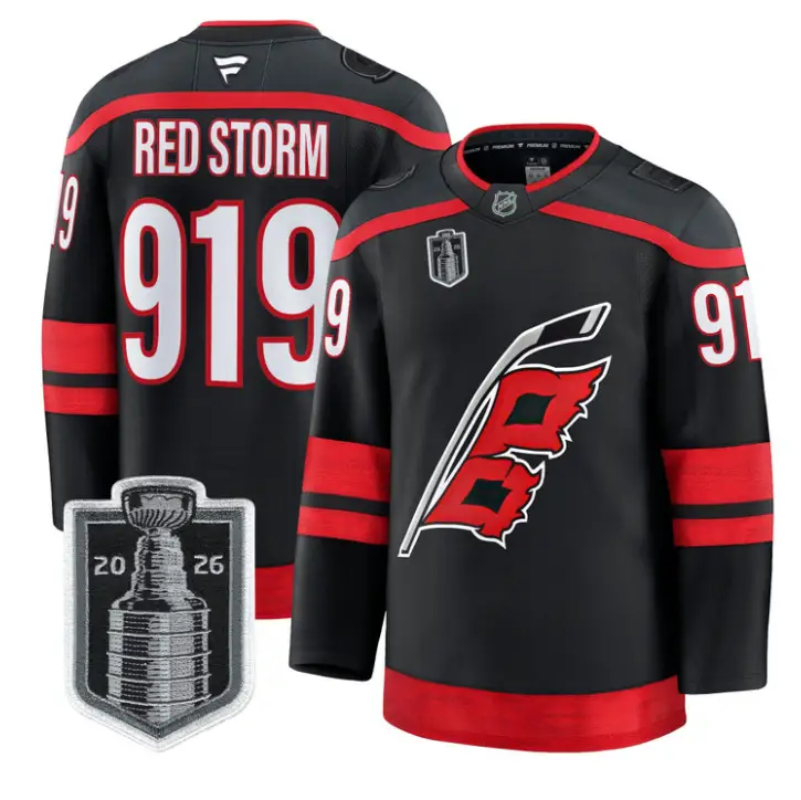 Red Storm Jersey #919 Carolina Hurricanes 2026 Stanley Cup Stitched by Hockey David