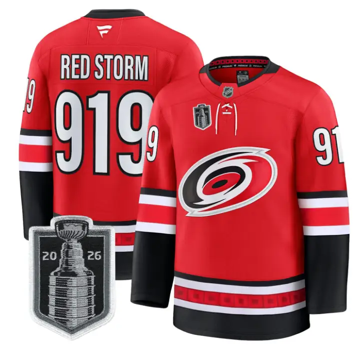 Red Storm Jersey #919 Carolina Hurricanes 2026 Stanley Cup Stitched by Hockey David