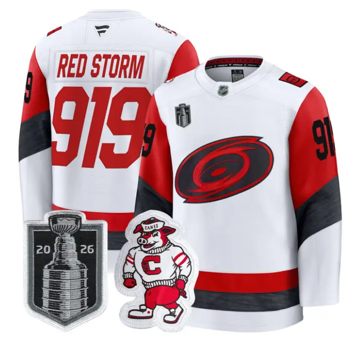 Red Storm Jersey #919 Carolina Hurricanes 2026 Stanley Cup Stitched by Hockey David