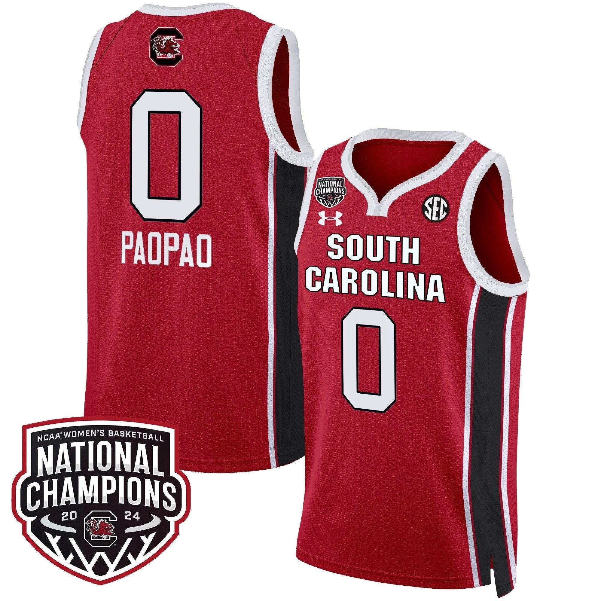 Te-Hina Paopao Jersey #0 South Carolina Gamecocks Basketball 2024 National Champions All Stitched Red by My store basketball