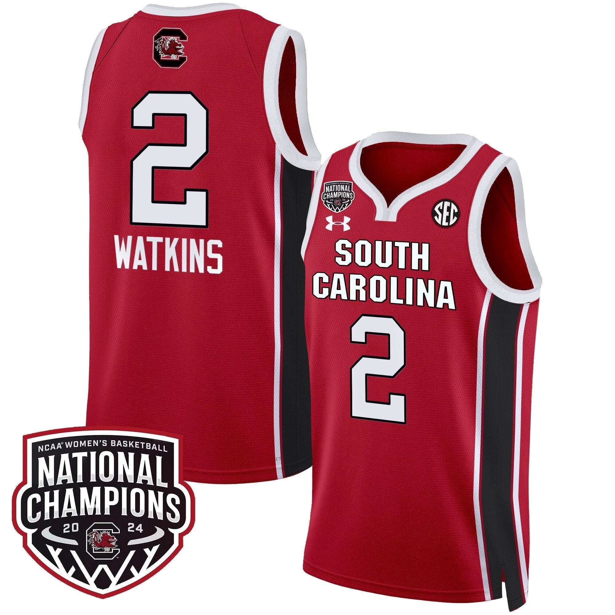Ashlyn Watkins Jersey #2 South Carolina Gamecocks Basketball 2024 National Champions All Stitched Red by My store basketball