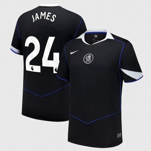 Reece James 24 Chelsea 2025-26 Third Match Jersey – Black by Soccer Jersey