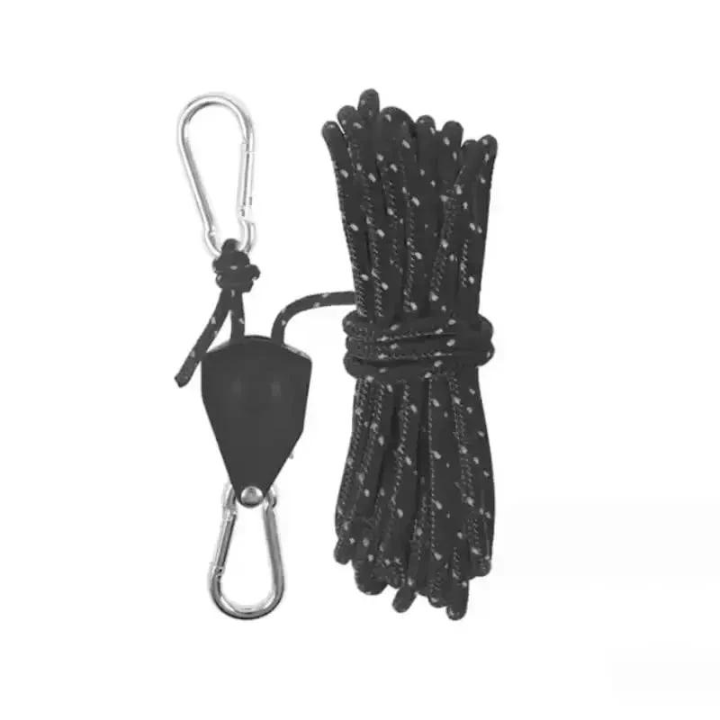 Reflective Outdoor Rope Set – With Carabiner, Hooks & Tensioner for Tent & Camping (4 Pieces) by BowLift