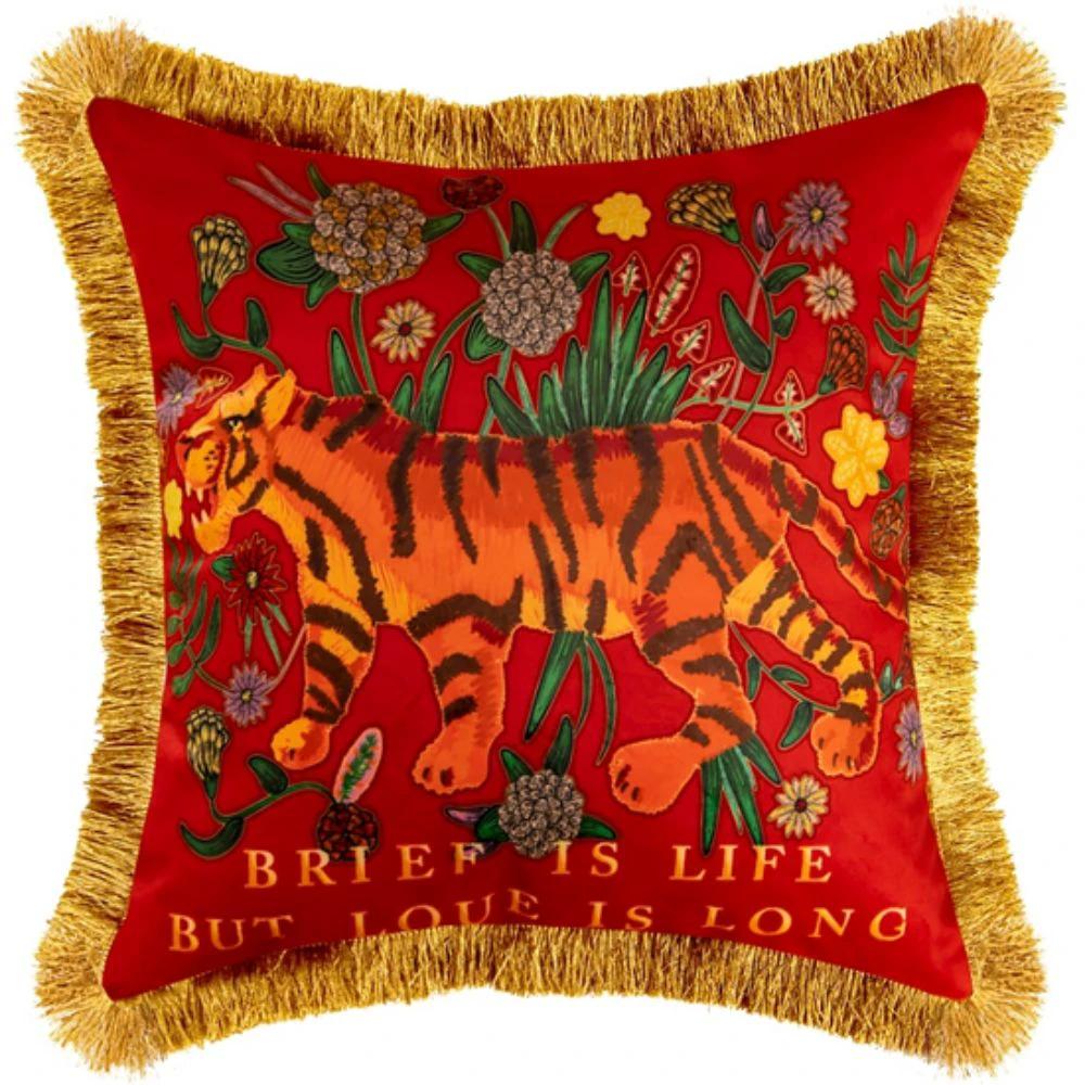 Regal Tiger Artistic Velvet Cushion Cover by Casa & Beyond